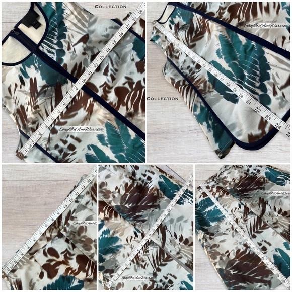 J.Crew Collection rare 2pc silk blend abstract foliage print top+midi skirt - Picture 11 of 16